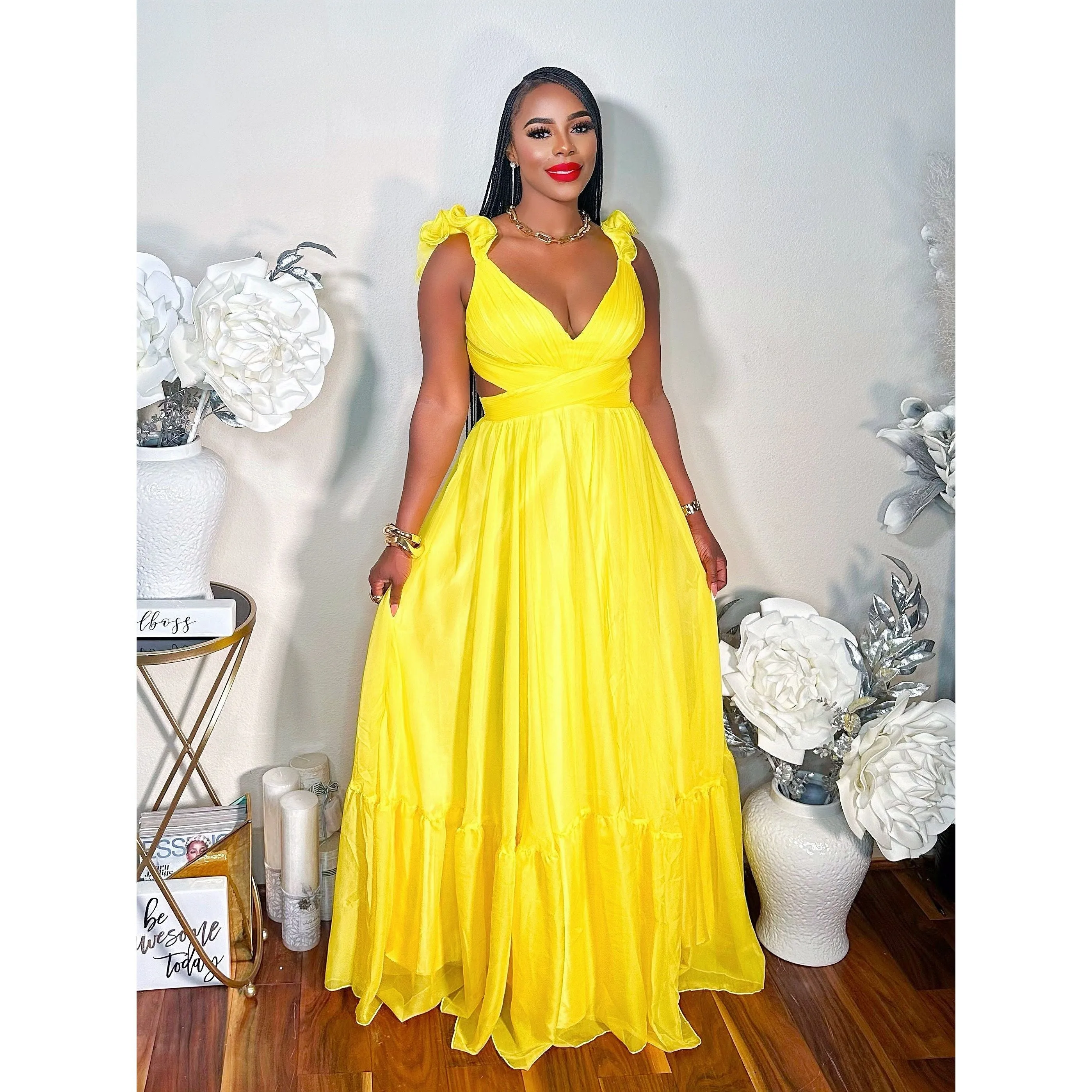 ELEGANT TASTE MAXI DRESS (YELLOW) (RESTOCK)