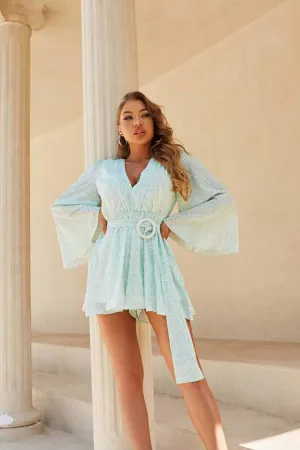Ellie Mint Long Sleeve Romper