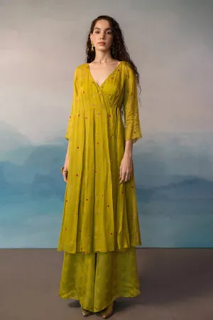 Embroidered Angrakha And Palazzo Set