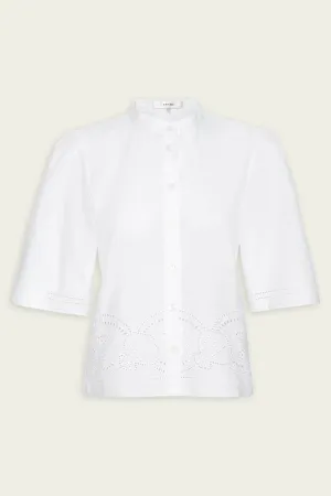Embroidered Short Sleeve Shirt in White