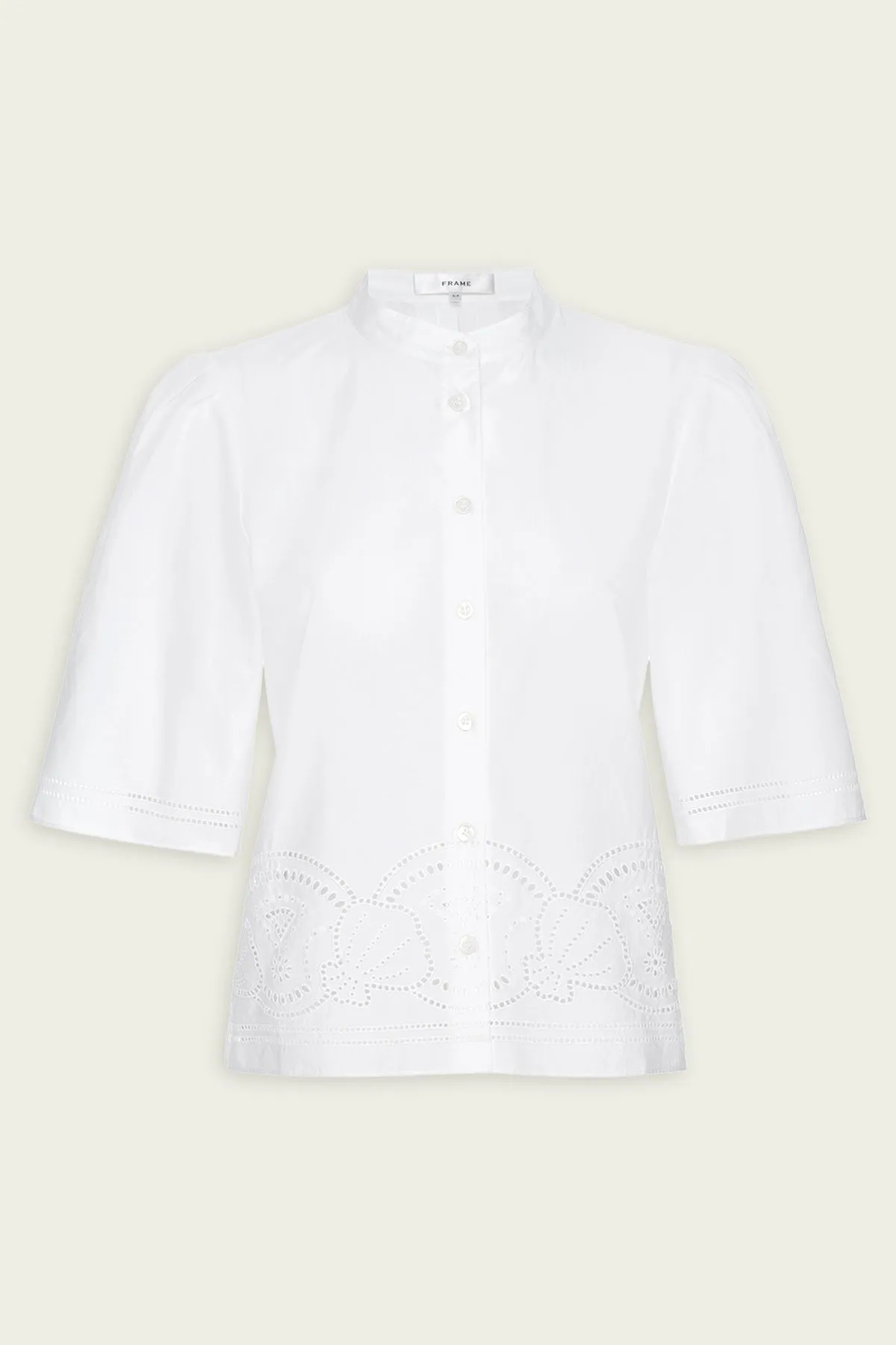 Embroidered Short Sleeve Shirt in White