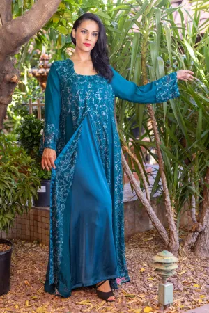 Embroidery Chiffon Maxi-Gown