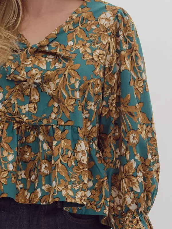 Emerald Floral Peplum Top