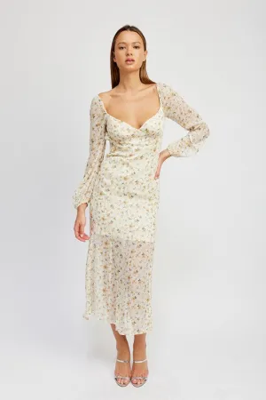 Emory Park FLORAL PRINT CHIFFON MAXI DRESS WITH OPEN BACK