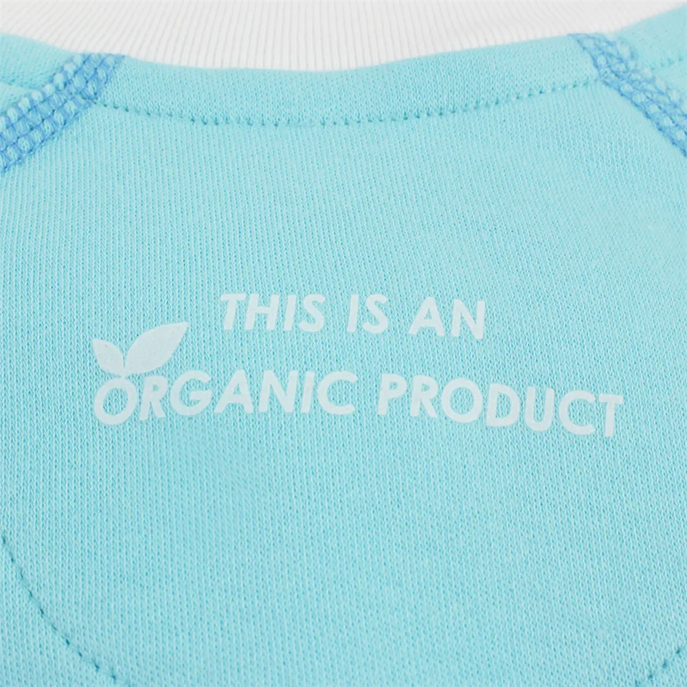 Endanzoo Classic Snuggle Organic Long Sleeve Double Zippered Romper - Aqua