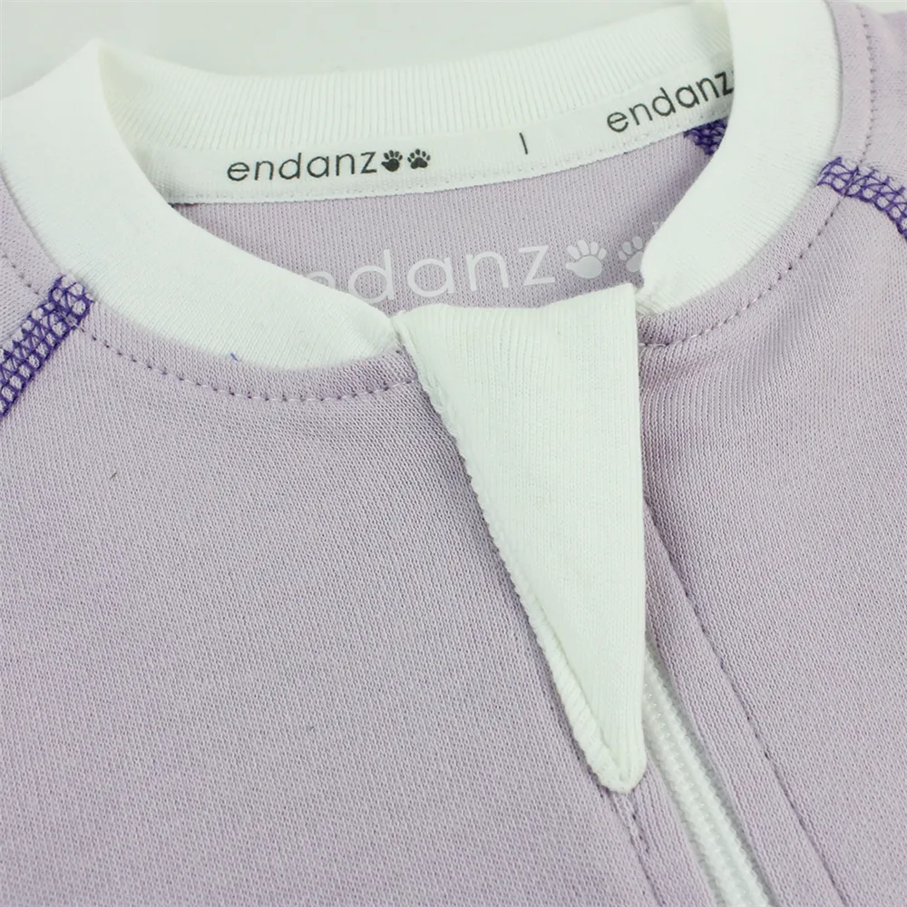 Endanzoo Classic Snuggle Organic Long Sleeve Double Zippered Romper - Purple