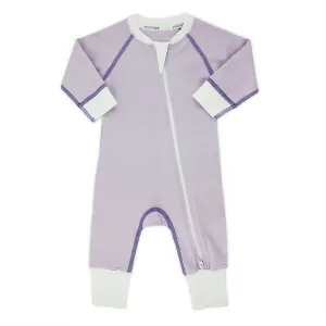 Endanzoo Classic Snuggle Organic Long Sleeve Double Zippered Romper - Purple