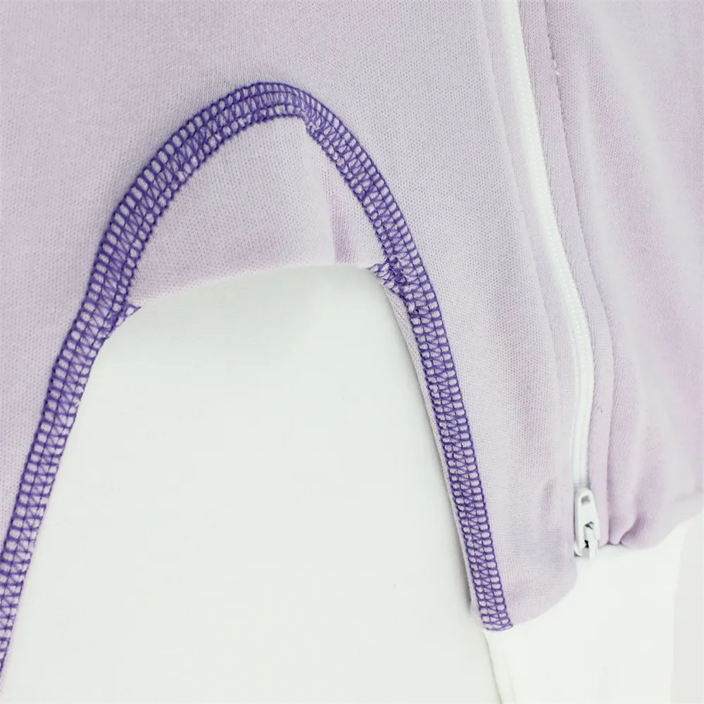 Endanzoo Classic Snuggle Organic Long Sleeve Double Zippered Romper - Purple