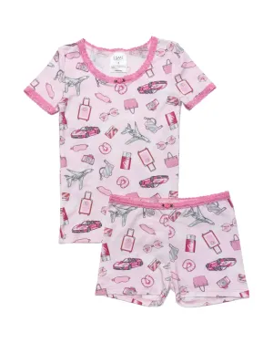 esme-  Pink Jetset Short Sleeve Pajama Set