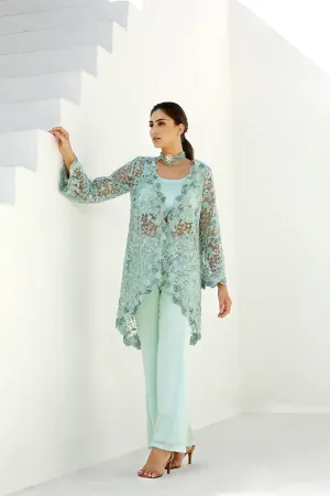 Ether  Long Cape Jacket With Pant Set