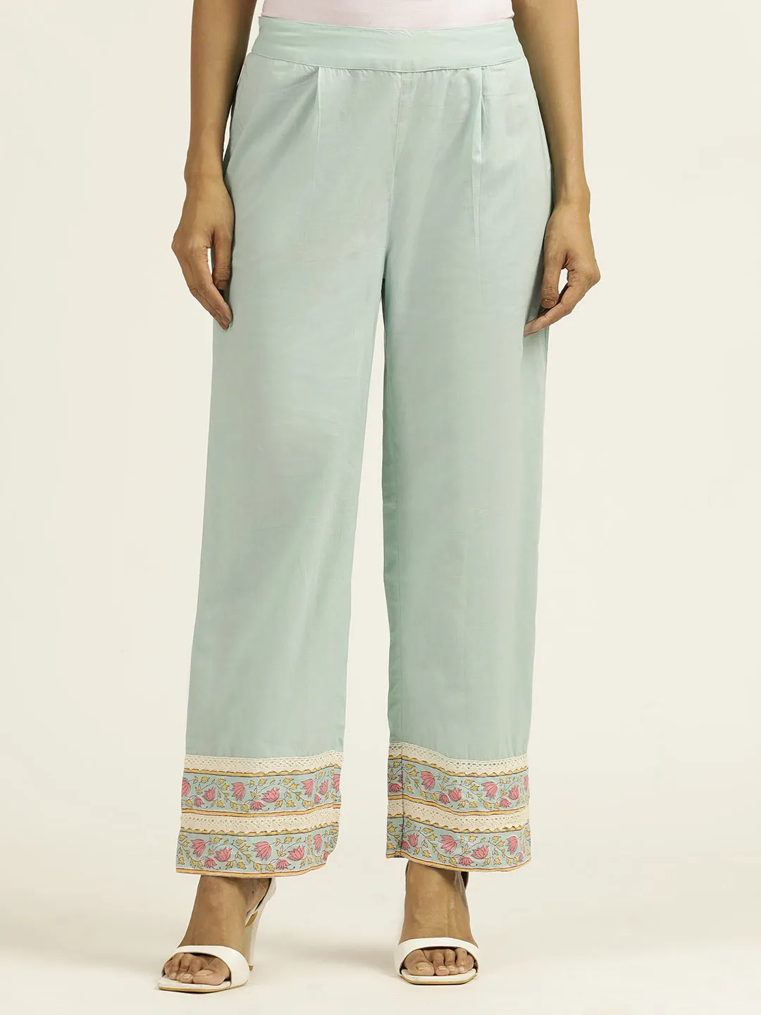 Ethnic Printed Cotton Pastel Suit Set