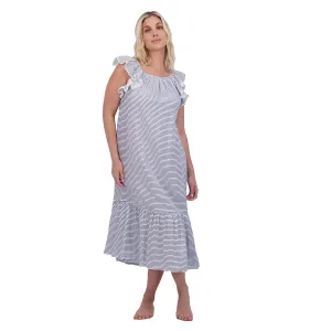 Eva Women's Ruffle Sundress Marine Stripe