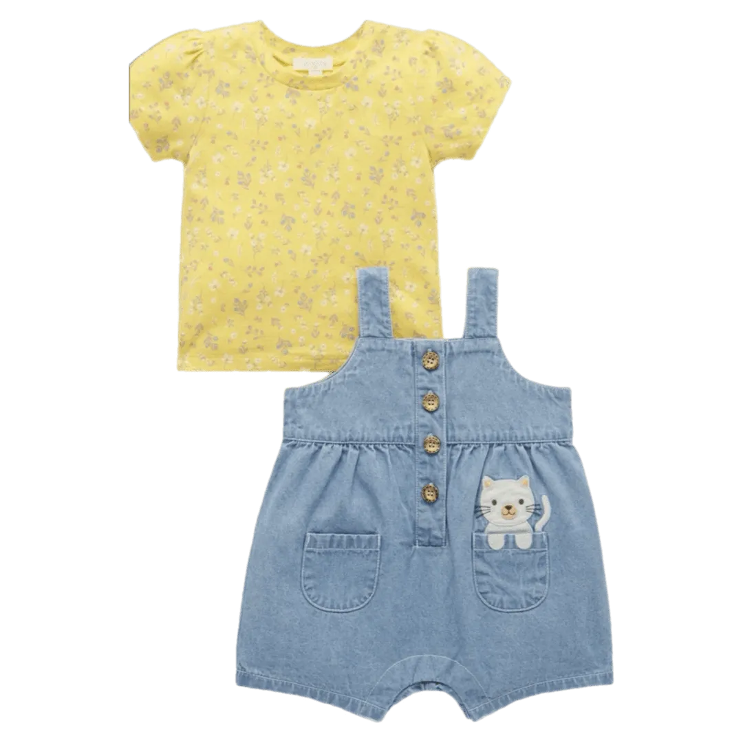 Faded Denim - Pocket Overall Set