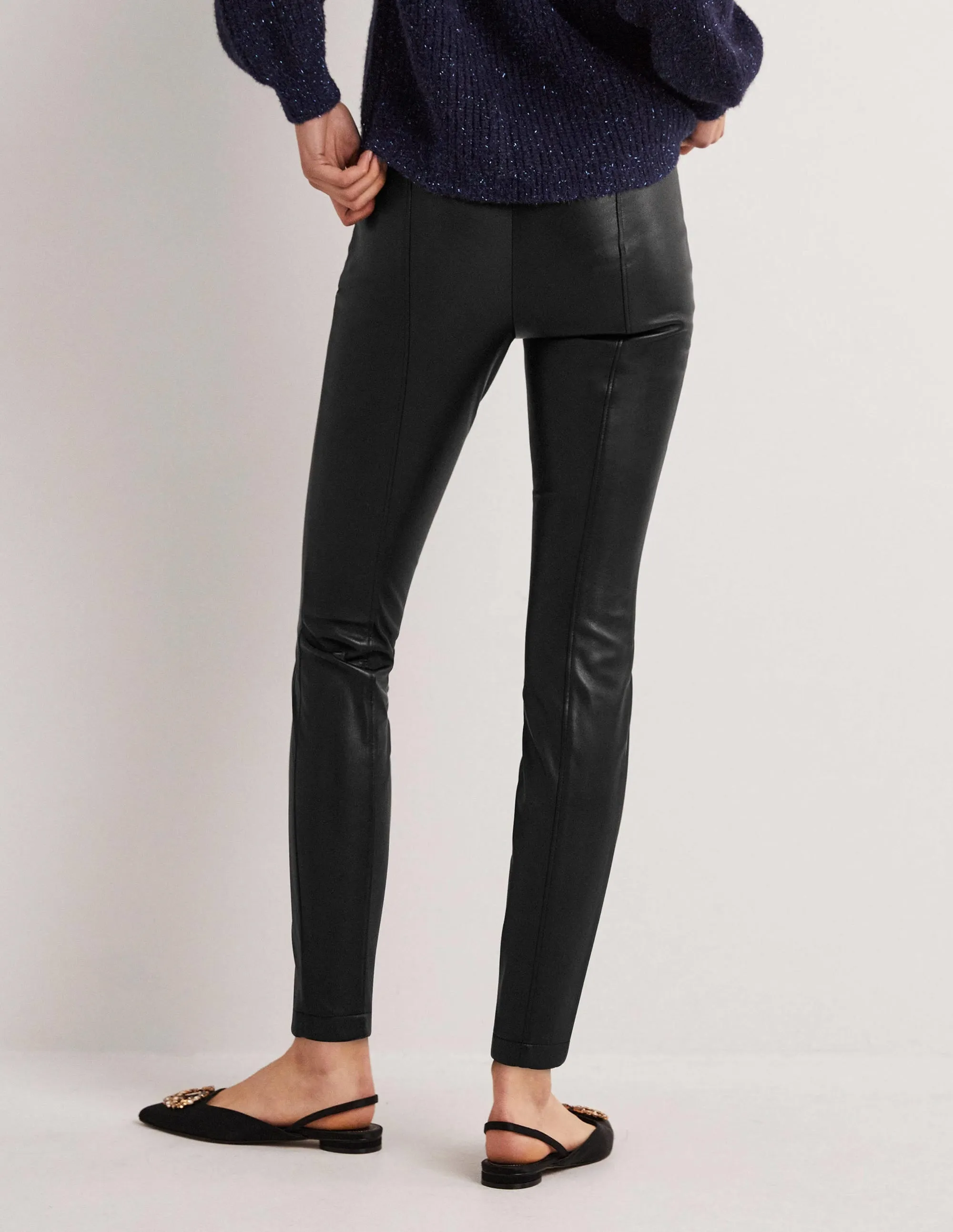 Faux Leather Leggings-Black Faux Leather
