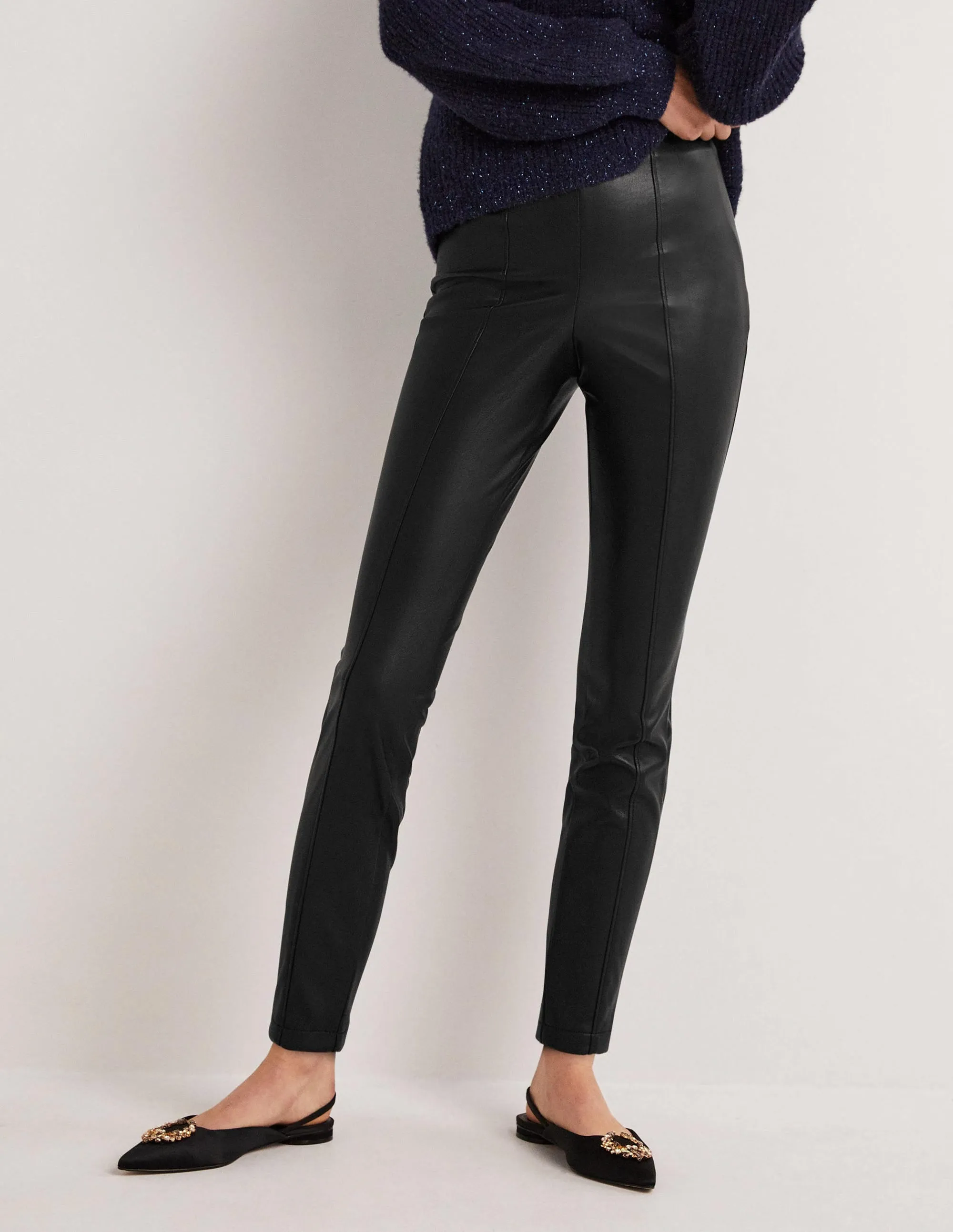 Faux Leather Leggings-Black Faux Leather