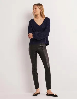 Faux Leather Leggings-Black Faux Leather