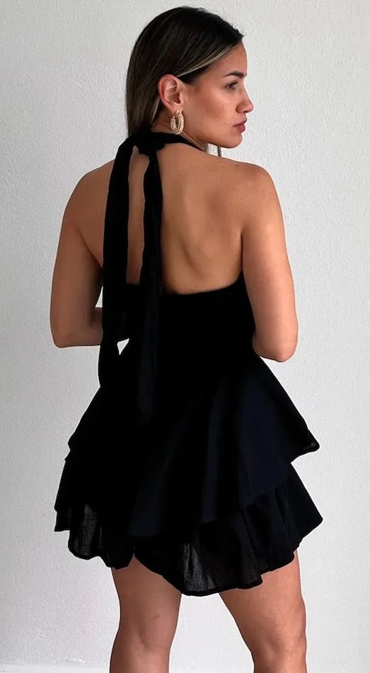 Flawless Days Black Halter Romper