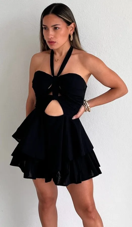 Flawless Days Black Halter Romper