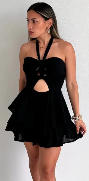 Flawless Days Black Halter Romper