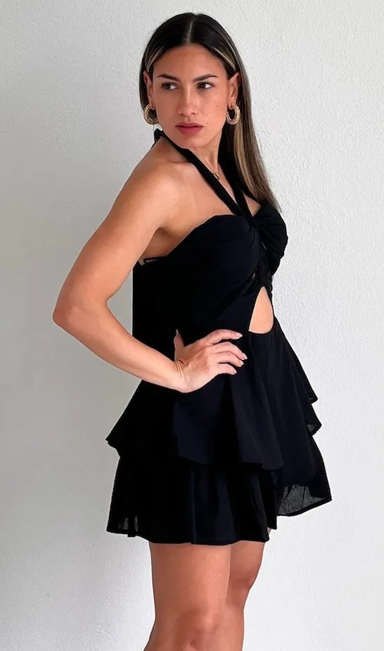 Flawless Days Black Halter Romper