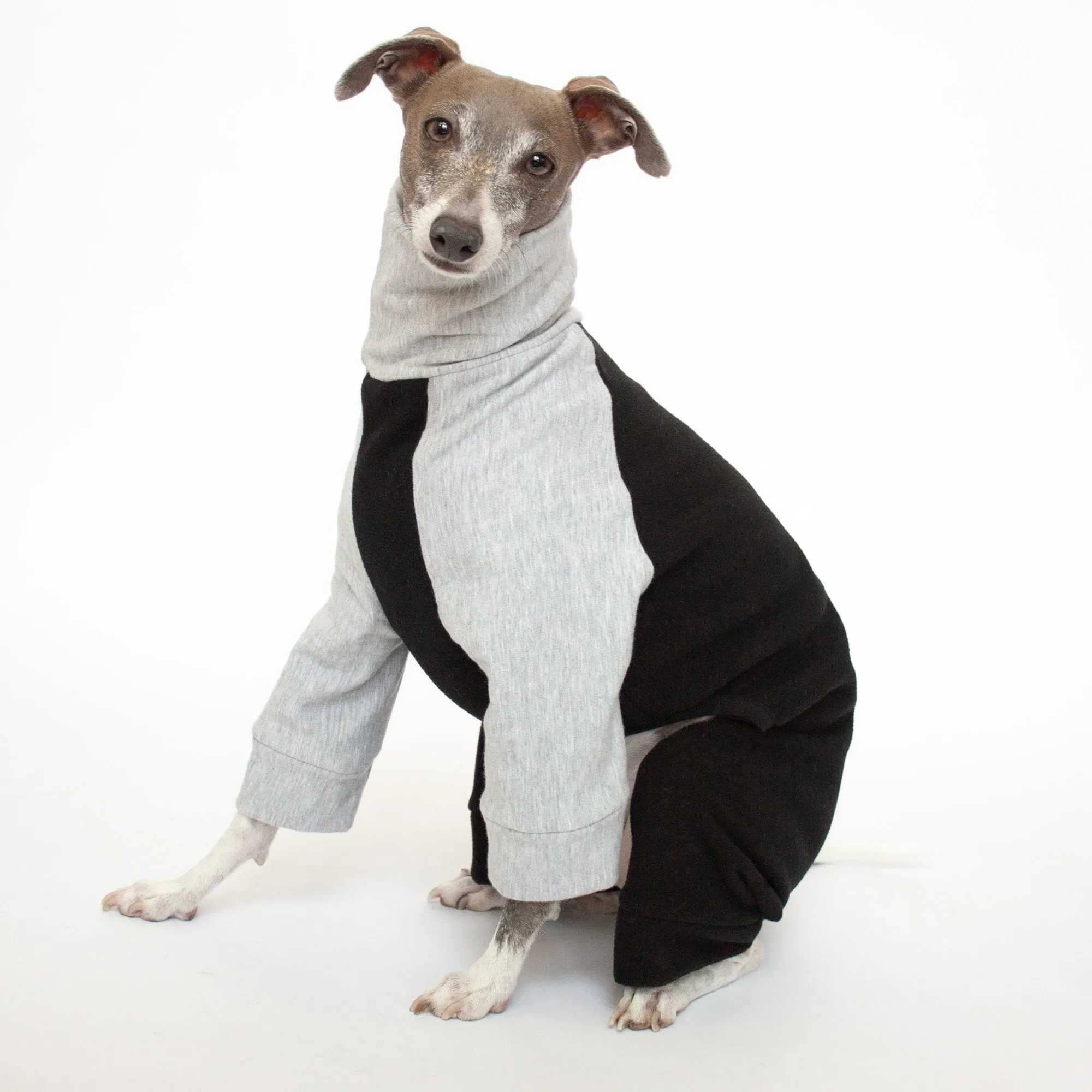 Fleece Dog Onesie - Black & Grey