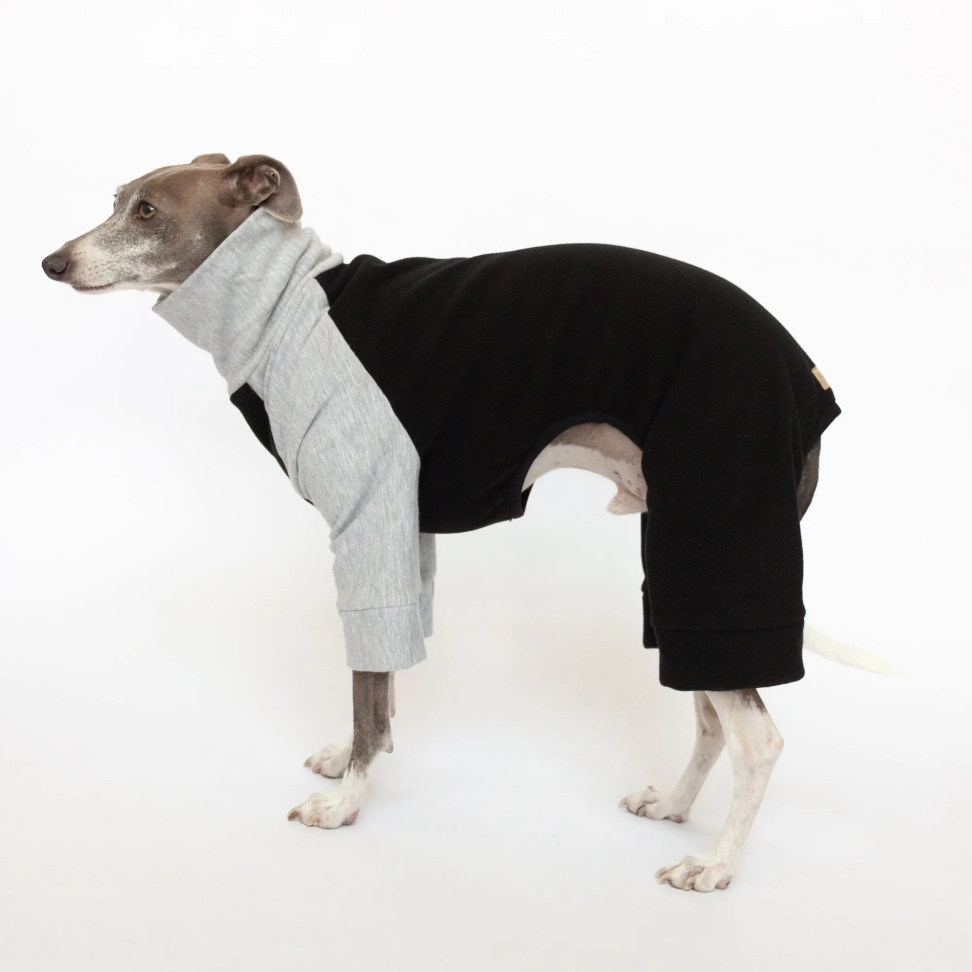 Fleece Dog Onesie - Black & Grey