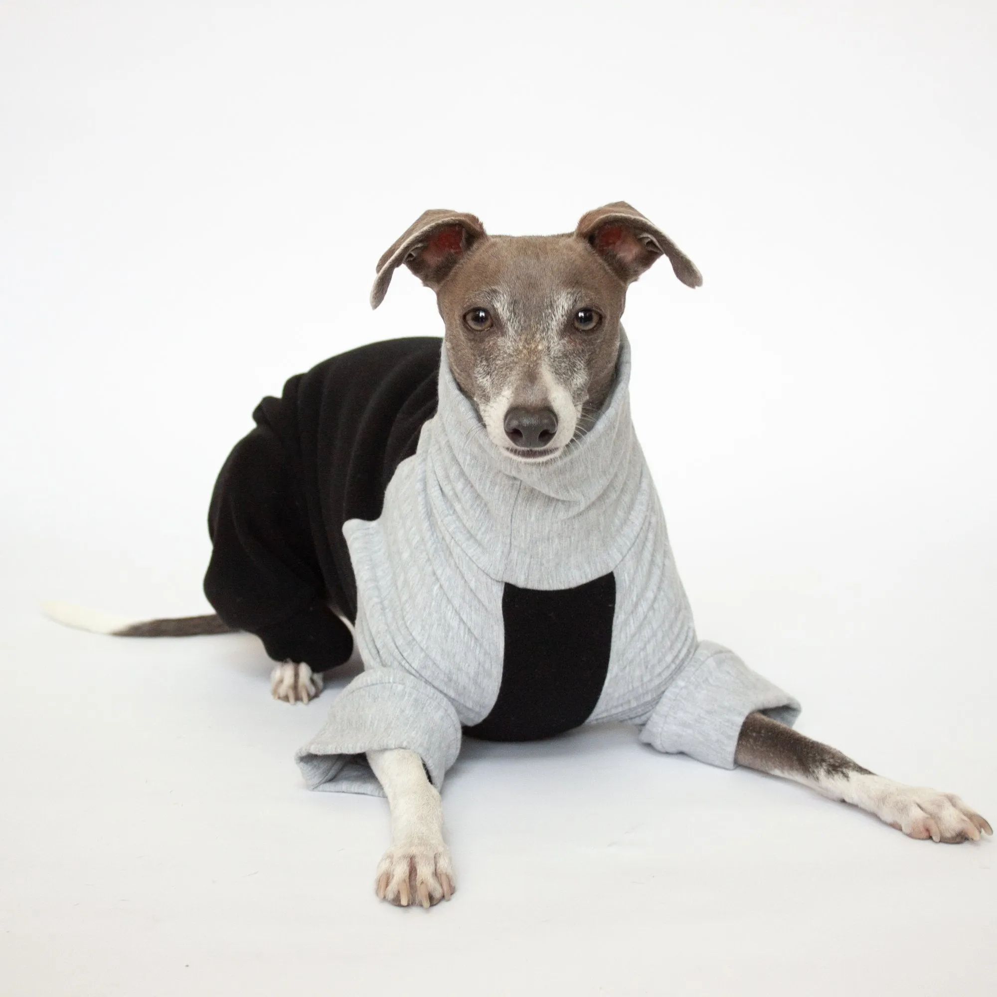 Fleece Dog Onesie - Black & Grey