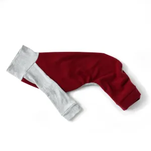 Fleece Dog Onesie - Red & Grey