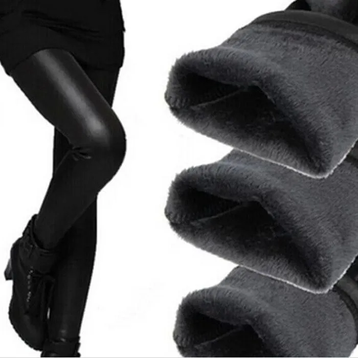 Fleece Lined Vegan Leather Leggings