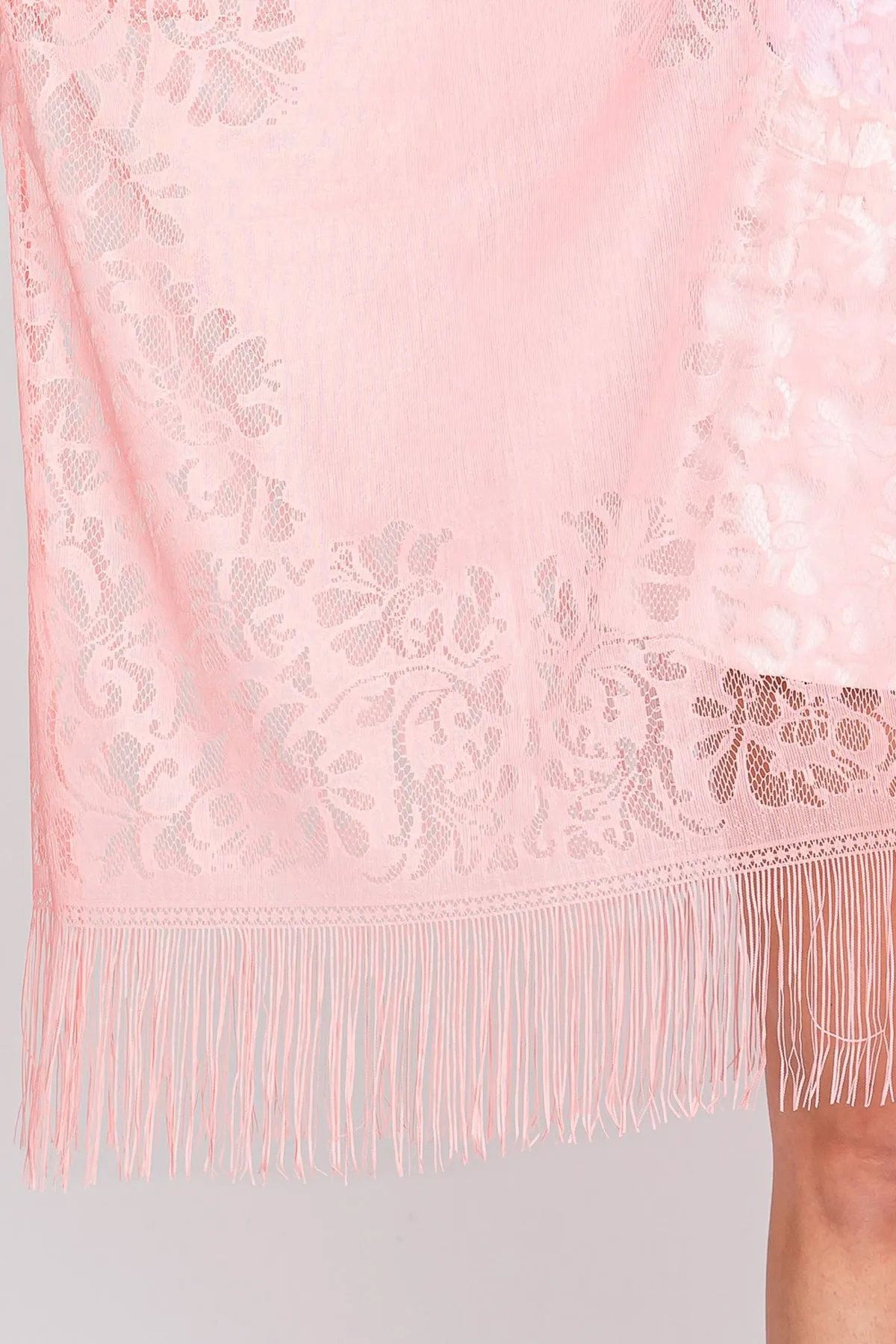 FLORAL LACE KIMONO WITH TASSEL