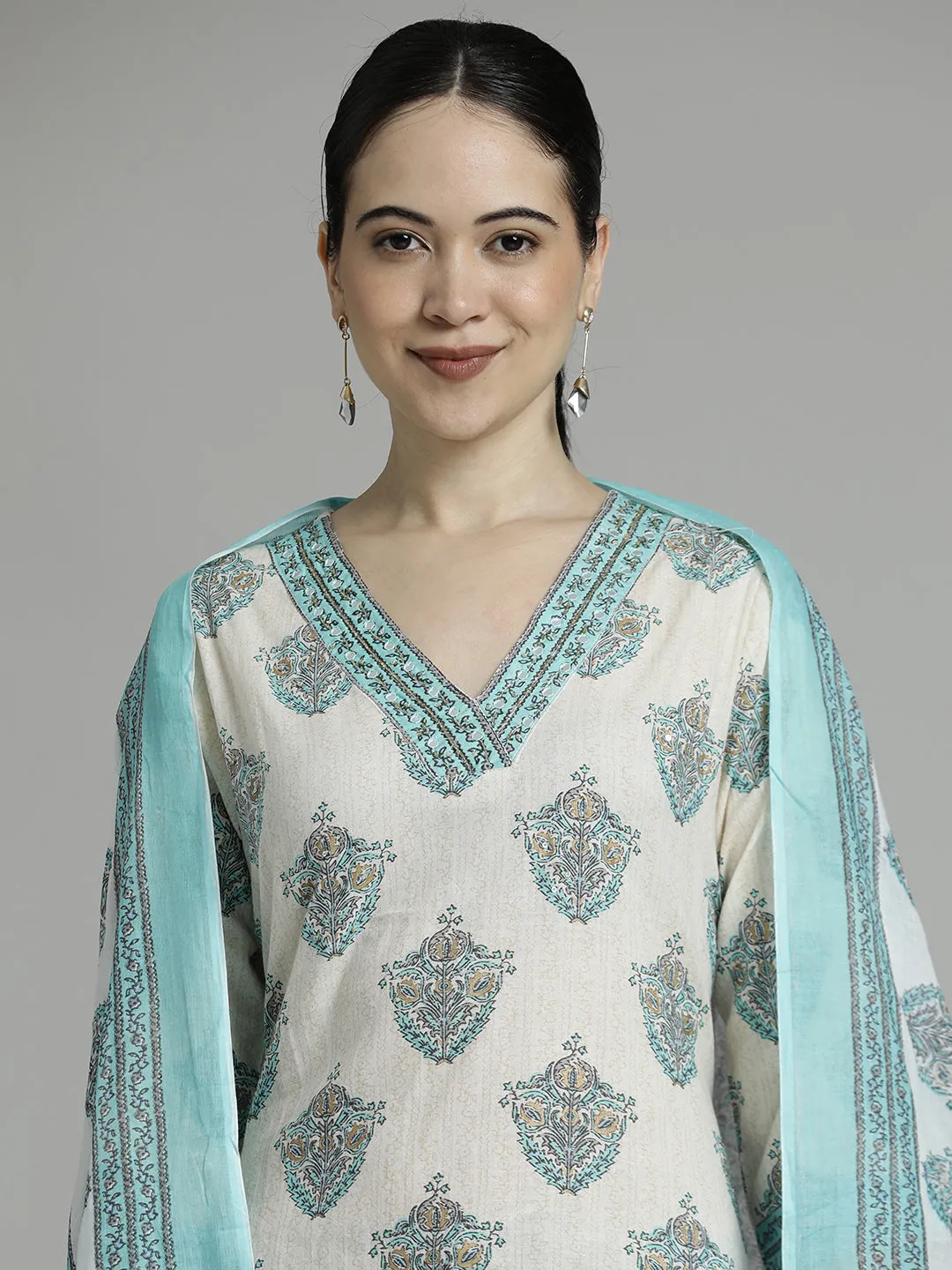 Floral Printed Cotton Suit Set