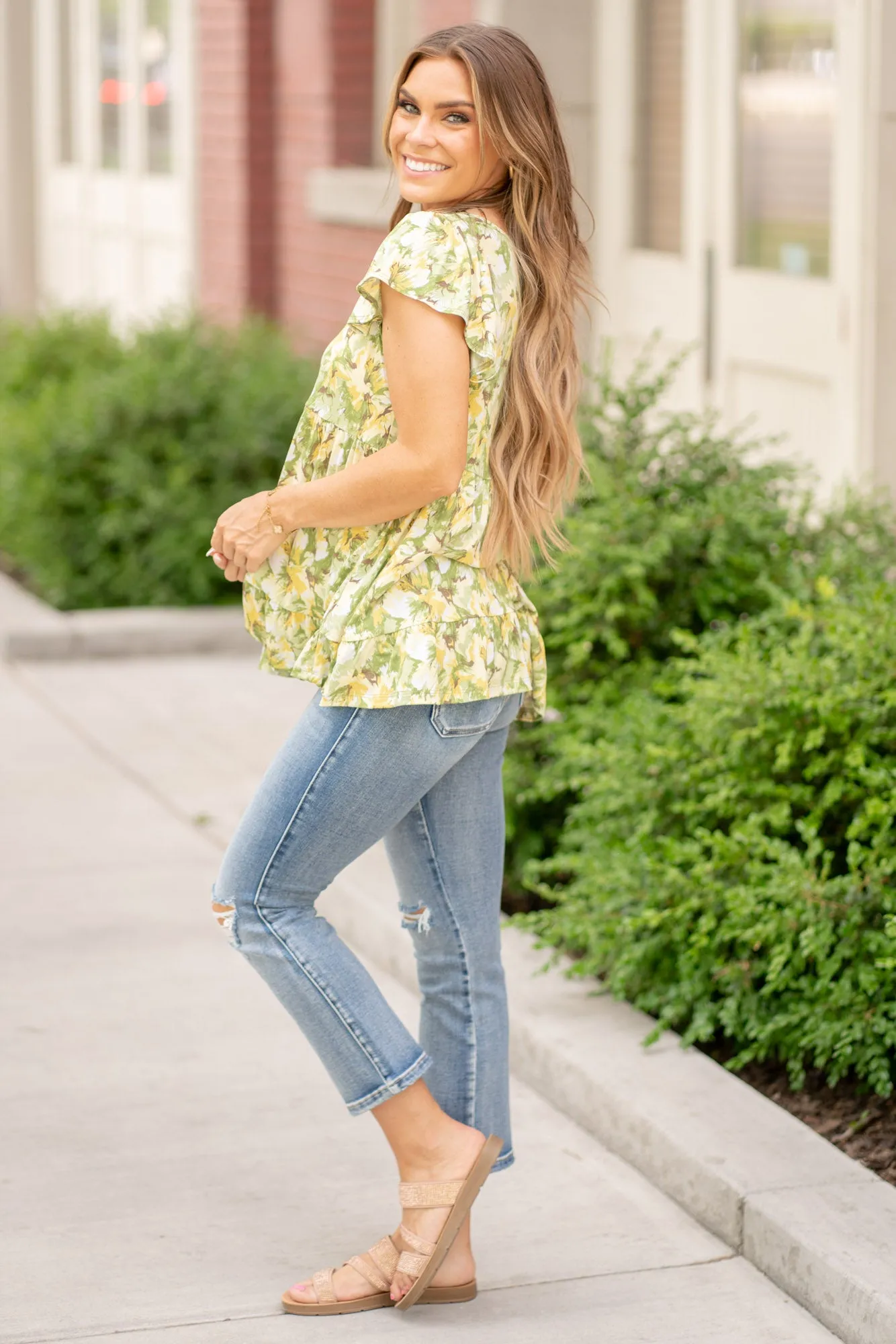 Floral Ruffled Baby Doll Top Regular & Plus Sizes