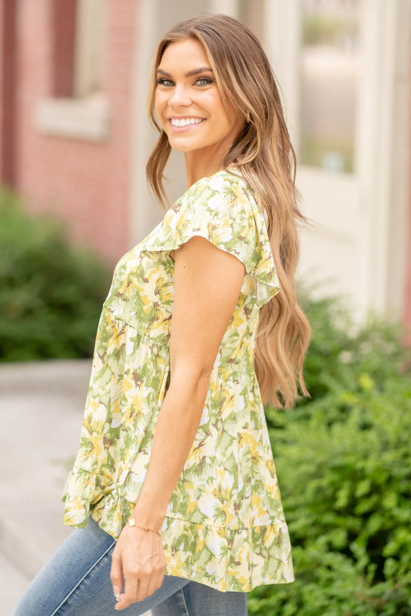 Floral Ruffled Baby Doll Top Regular & Plus Sizes