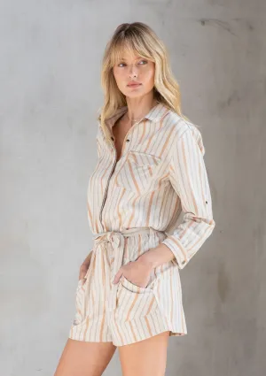 For Keeps Striped Twill Romper
