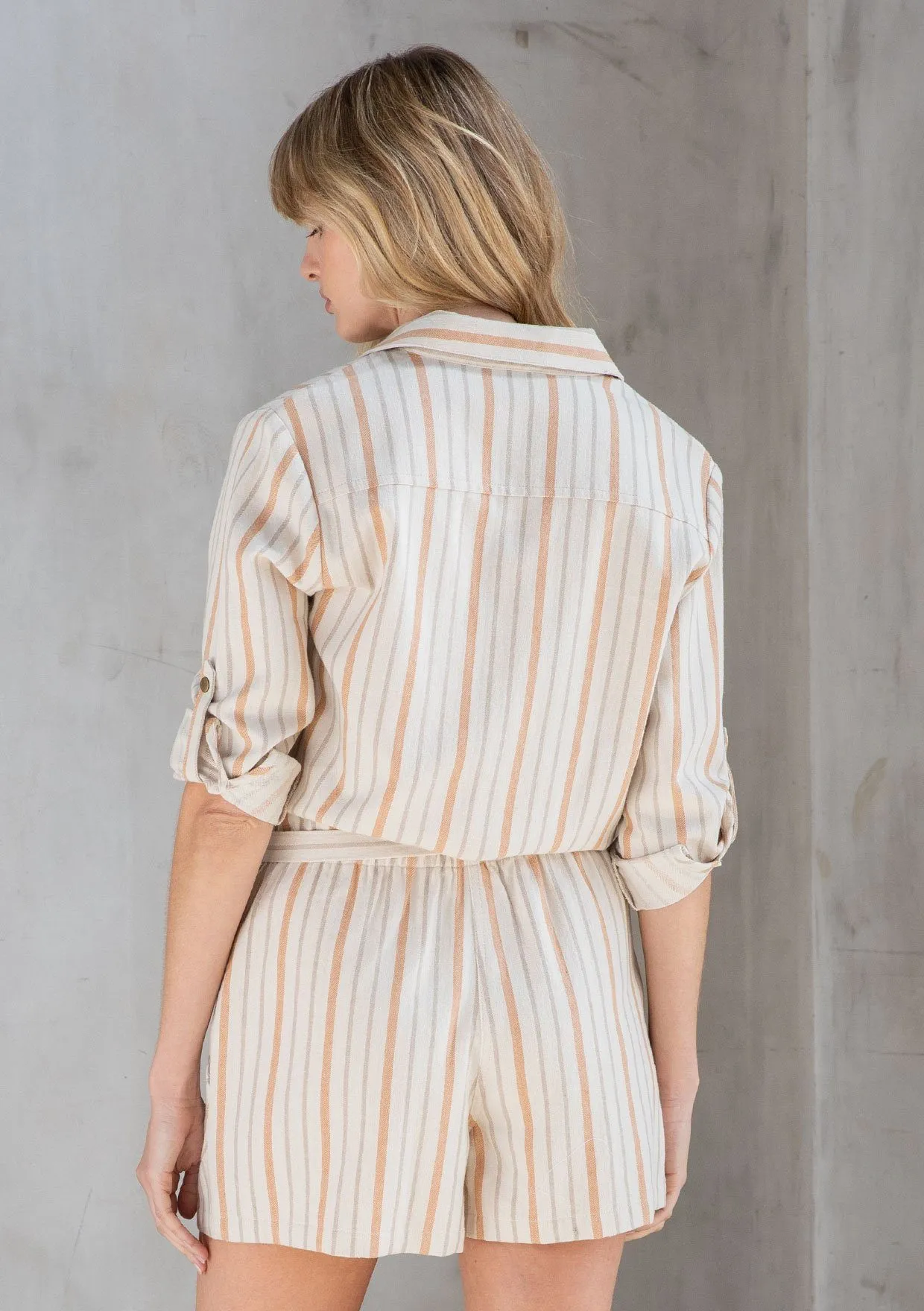 For Keeps Striped Twill Romper