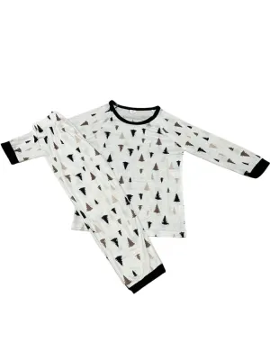 Forest Pine Tree Print Kids Pyjamas - White