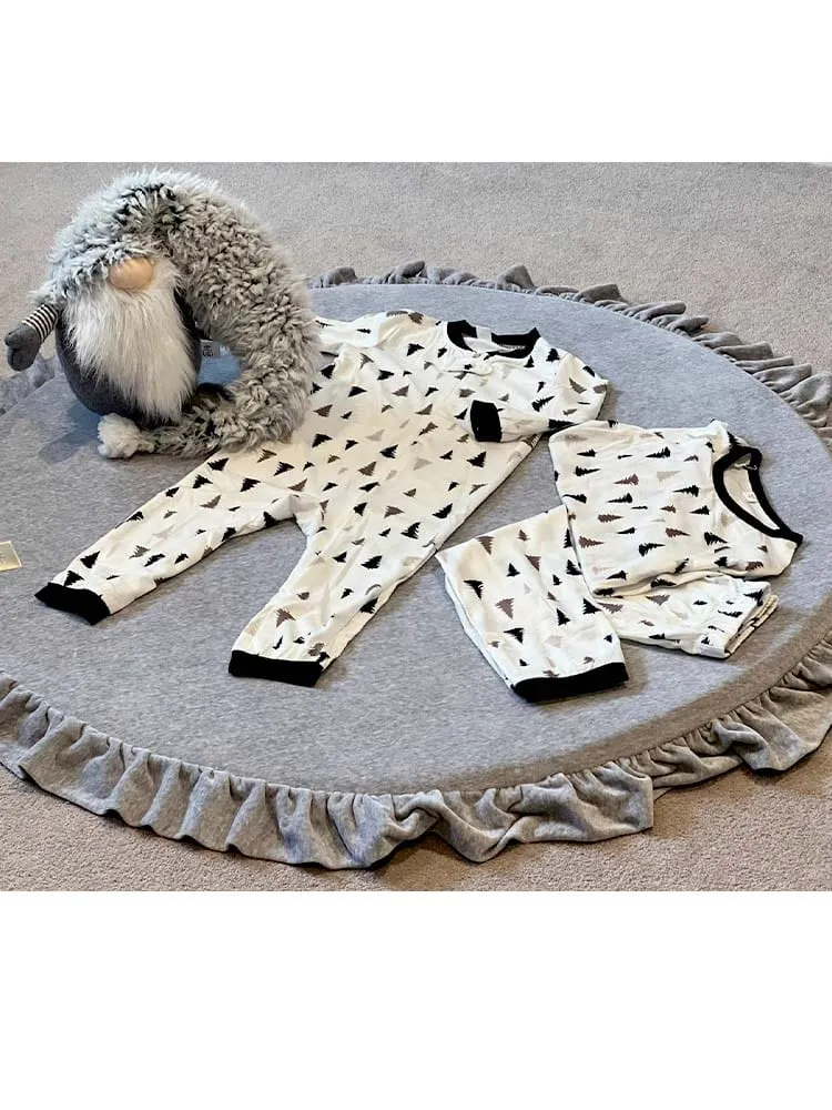 Forest Pine Trees Print Baby  and Toddler Zip Romper Sleepsuit - White