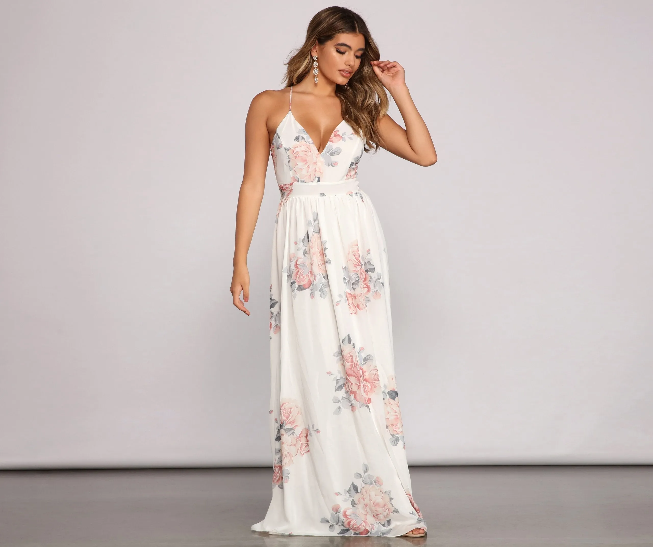 Forever Gorgeous Floral Charming Chiffon Maxi Dress