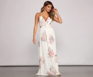 Forever Gorgeous Floral Charming Chiffon Maxi Dress