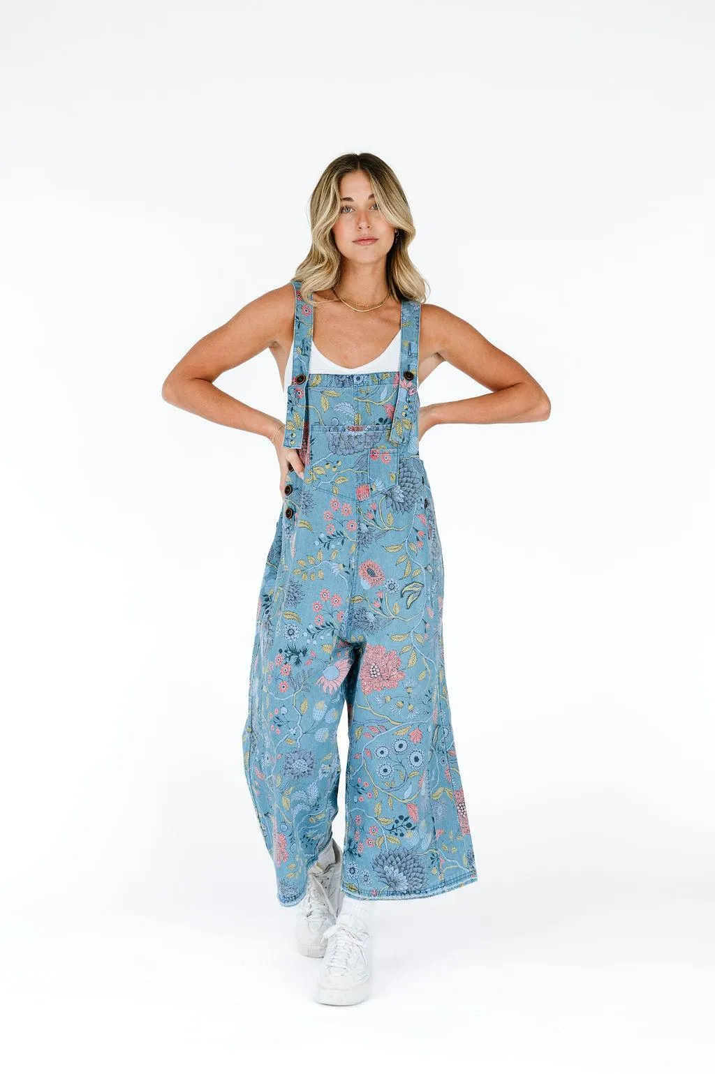 Frankie Floral Denim Overalls