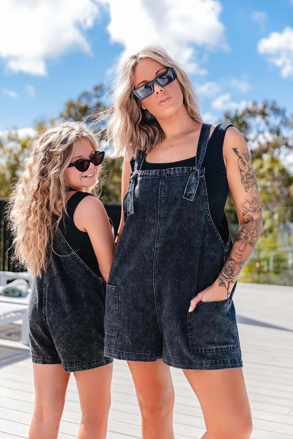 Frankie Overalls Washed Black - Women's