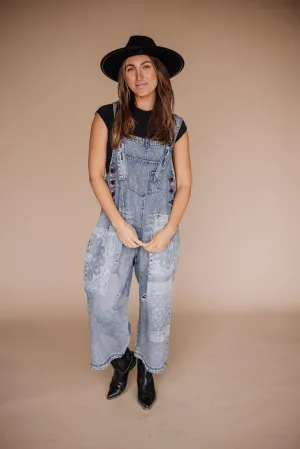 Frankie Printed Denim Overalls