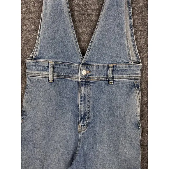 Free People A Line Denim Overalls Sz 6 Jumpsuit Cropped Boho Preppy Y2K Workwear