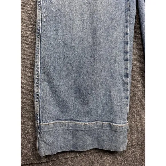 Free People A Line Denim Overalls Sz 6 Jumpsuit Cropped Boho Preppy Y2K Workwear