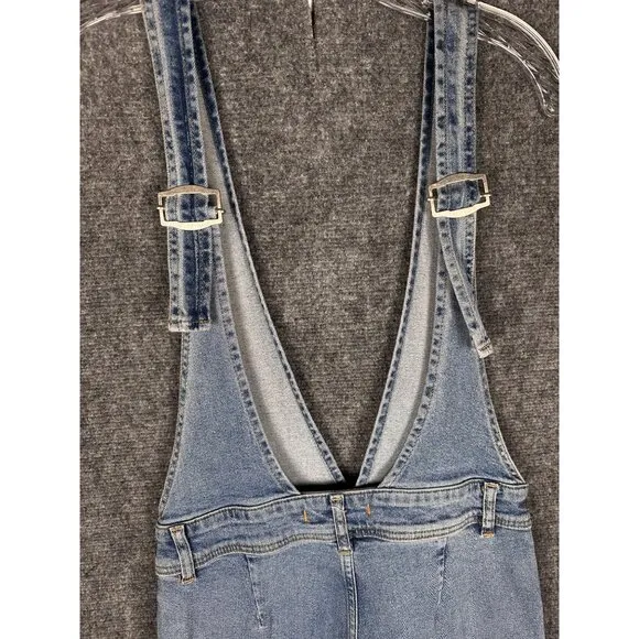 Free People A Line Denim Overalls Sz 6 Jumpsuit Cropped Boho Preppy Y2K Workwear