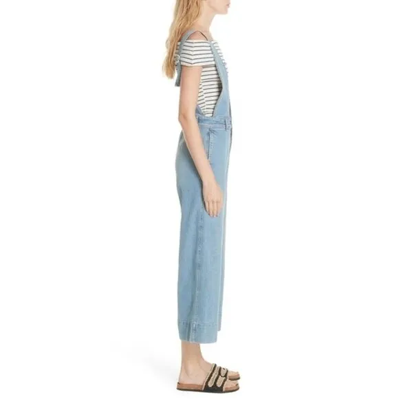 Free People A Line Denim Overalls Sz 6 Jumpsuit Cropped Boho Preppy Y2K Workwear
