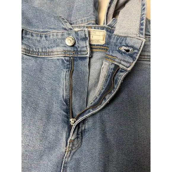 Free People A Line Denim Overalls Sz 6 Jumpsuit Cropped Boho Preppy Y2K Workwear