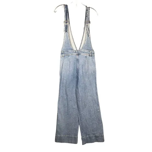 Free People A Line Denim Overalls Sz 6 Jumpsuit Cropped Boho Preppy Y2K Workwear