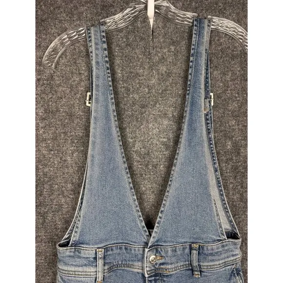 Free People A Line Denim Overalls Sz 6 Jumpsuit Cropped Boho Preppy Y2K Workwear