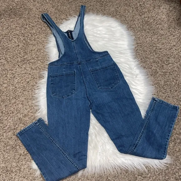 Free People Jax Blue Denim Jumpsuit/ Overalls with Front Zipper
